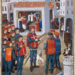 Siege of Rhodes in 1480. As mass is celebrated in the background, the Hospitaller Knights of St. John of Jerusalem prepare to defend Rhodes, illumination, by the anonymous Maître du Cardinal de Bourbon, from the Gestorum Rhodiae obsidionis commentarii, by Guillaume Caoursin, circa 1480.